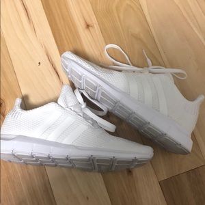 All white adidas size 3.5 kids (5.5 women’s)